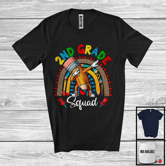 MacnyStore - 2nd Grade Squad, Adorable Back To School Dabbing Pencil Leopard Rainbow, Student Teacher T-Shirt