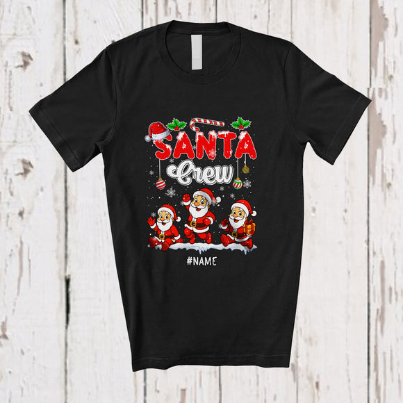 MacnyStore - Personalized Custom Name Santa Crew; Amusing Christmas Tree Three Santa Snowing; Family T-Shirt