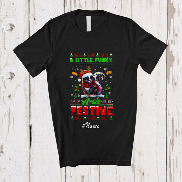 MacnyStore - Personalized Custom Name A Little Funky A Lot Festive; Lovely Christmas Sweater Skunk Feral T-Shirt