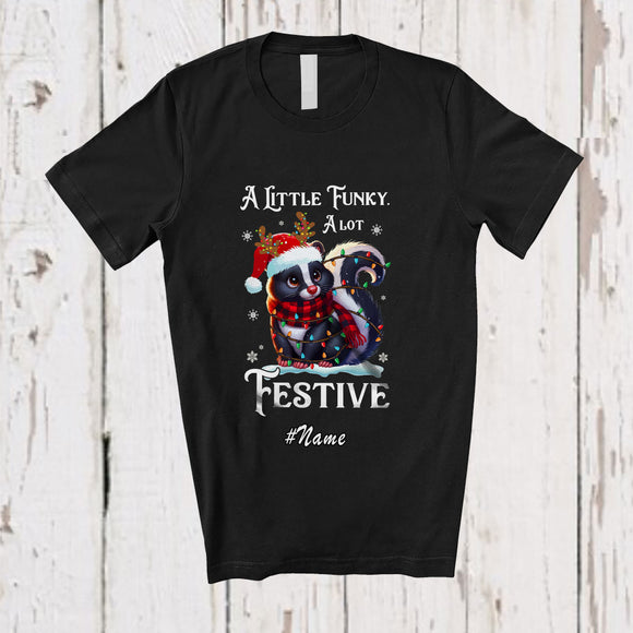 MacnyStore - Personalized Custom Name A Little Funky A Lot Festive; Lovely Christmas Santa Skunk Feral T-Shirt