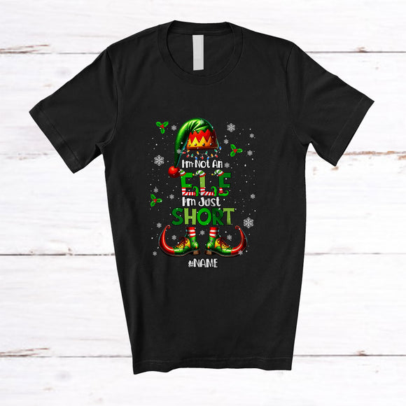 MacnyStore - Personalized Custom Name I'm Not An Elf Just Short; Humorous Christmas Elf Costume; Family T-Shirt