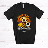 MacnyStore - Personalized Custom Name Pickleballs Squad; Scary Halloween Moon; Sport Player Playing Team T-Shirt