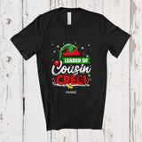MacnyStore - Personalized Custom Name Leader Of Cousin Crew; Merry Christmas Lights Elf; Family T-Shirt