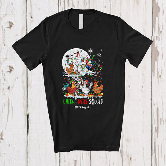 MacnyStore - Personalized Custom Name Chick-mas Squad; Joyful Christmas Chickens On X-mas Tree; Farmer T-Shirt