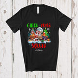 MacnyStore - Personalized Custom Name Chick-mas Squad; Joyful Christmas Lights Elf Santa Chickens; Farmer T-Shirt