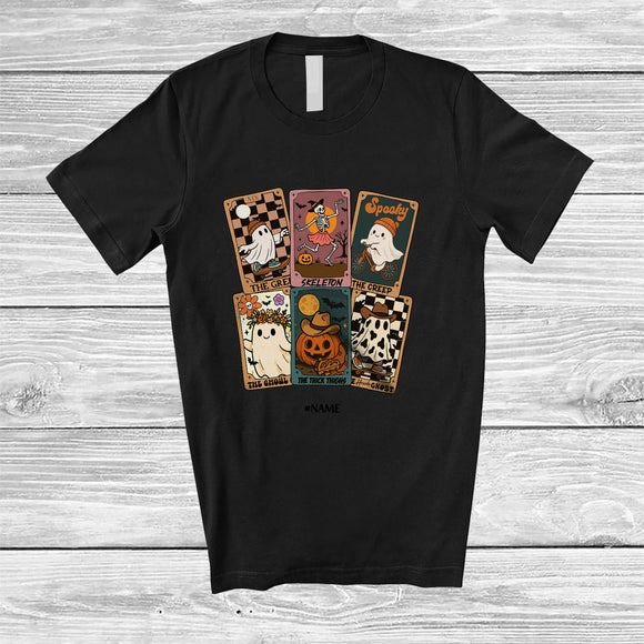 MacnyStore - Personalized Custom Name Ghost Tarot Card Collection; Scary Halloween Boo Activities; Family T-Shirt