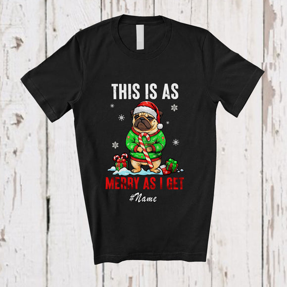 MacnyStore - Personalized Custom Name This Is As Merry As I Get; Humorous Christmas Angry Santa Pug Owner T-Shirt