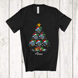 MacnyStore - Personalized Custom Name Santa Darts Christmas Tree; Joyful X-mas Lights Darts Player Group T-Shirt