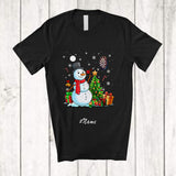 MacnyStore - Personalized Custom Name Snowman Playing Darts; Amusing Christmas Tree Darts Player Group T-Shirt