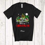 MacnyStore - Personalized Custom Name Merry Christmusk; Joyful Christmas 3 Santa Elf Musky Muskie Fish Fishing T-Shirt