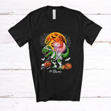 MacnyStore - Personalized Custom Name Axolotl Riding T-Rex Mummy; Lovely Halloween Dinosaur Cosplay T-Shirt