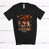 MacnyStore - Personalized Custom Name Dabbing Turkey Riding Cow; Cheerful Thanksgiving Farmer; Fall Family T-Shirt