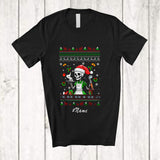 MacnyStore - Personalized Custom Name Santa Skeleton Lunch Lady; Amazing Christmas Sweater X-mas Proud Jobs T-Shirt