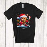 MacnyStore - Personalized Santa Gingerbread Playing Hockey; Amusing Christmas Baker; Custom Name Player T-Shirt
