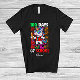 MacnyStore - Personalized Custom Name 100 Days Of School; Awesome 100th Day Unicorn Counting Studying T-Shirt
