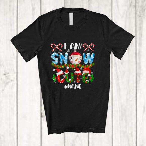 MacnyStore - Personalized Custom Name I Am Snow Cute; Amazing Christmas Snowman Face; Pajama Family T-Shirt