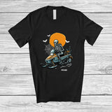 MacnyStore - Personalized Custom Name Skeleton Snowmobile; Joyful Halloween Outdoor Activities; Men Family T-Shirt