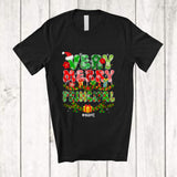 MacnyStore - Personalized Custom Name Very Merry Principal; Wonderful Christmas Lights Tinsel; Proud Jobs T-Shirt
