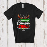 MacnyStore - Personalized Custom Name Leader Of Cousin Crew; Merry Christmas Lights Reindeer; Family T-Shirt