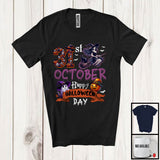 MacnyStore - 31st October Happy Halloween Day, Humorous Ghost Witch Lover, Pumpkin Face Matching Team T-Shirt