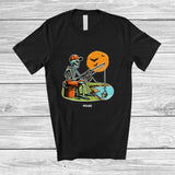 MacnyStore - Personalized Custom Name Skeleton Fishing; Joyful Halloween Outdoor Activities; Men Family T-Shirt