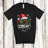 MacnyStore - Personalized Custom Name Cousin Crew; Merry Christmas Lights Plaid Santa; Snow Family T-Shirt