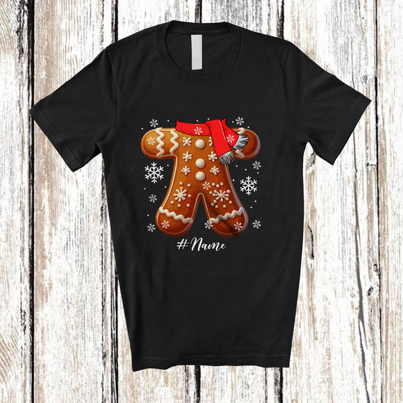 MacnyStore - Personalized Custom Name Gingerbread Man Body Cosplay; Humorous Christmas Cookie Baker T-Shirt