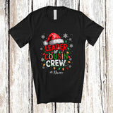 MacnyStore - Personalized Custom Name Leader Of Cousin Crew; Merry Christmas Lights Plaid Santa; Family T-Shirt