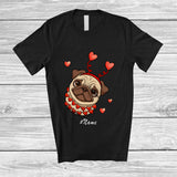 MacnyStore - Personalized Custom Name Surprise Pug Valentine Face; Lovely Pug Owner Lover Hearts T-Shirt