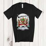 MacnyStore - Personalized Custom Name Two Beagles Reindeer Running; Lovely Christmas Moon Tree Family T-Shirt
