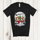 MacnyStore - Personalized Custom Name Two Bulldogs Reindeer Running; Lovely Christmas Moon Tree Family T-Shirt