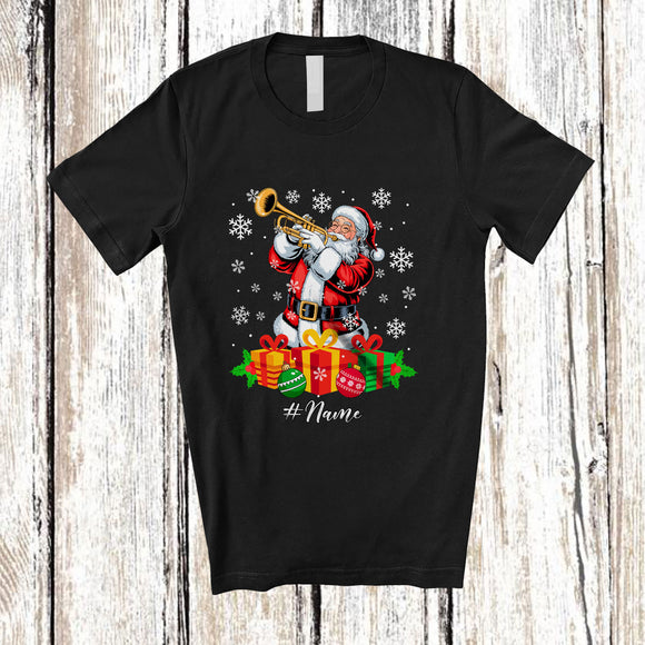 MacnyStore - Personalized Custom Name Santa Playing Trumpet; Amusing Christmas Musical Instruments Player T-Shirt