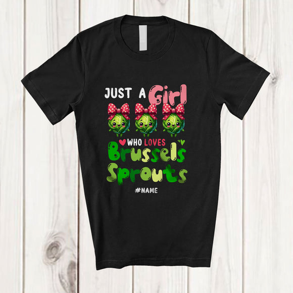 MacnyStore - Personalized Custom Name Girl Who Loves Brussels Sprouts; Lovely Vegan Family Group T-Shirt
