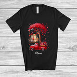 MacnyStore - Personalized Custom Name Two Cat Hanging Red Truck; Happy Valentine Hearts Tree Couple T-Shirt
