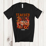 MacnyStore - Personalized Custom Name Teacher; Lovely Thanksgiving Leopard Plaid Pumpkin; Proud Jobs T-Shirt