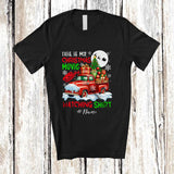 MacnyStore - Personalized Custom Name My Christmas Movie Watching Shirt; Joyful Red Pickup Truck Family T-Shirt