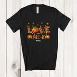 MacnyStore - Personalized LOVE Pre-K; Joyful Thanksgiving Plaid Pumpkin; Custom Name Students Teacher T-Shirt
