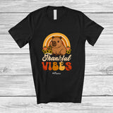 MacnyStore - Personalized Custom Name Thankful Vibes; Lovely Thanksgiving Capybara Rainbow; Women Family T-Shirt