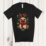 MacnyStore - Personalized Custom Name Pug Reindeer; Wonderful Christmas Lights Pug Owner Family T-Shirt