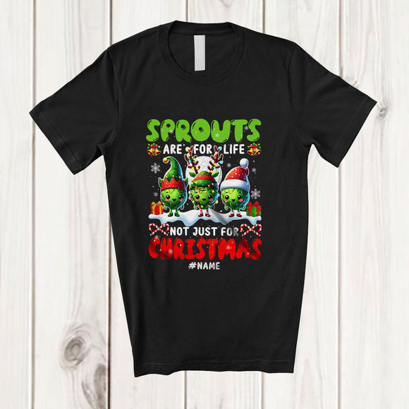 MacnyStore - Personalized Custom Name Sprouts For Life Not Just For Christmas; Lovely X-mas Moon; Vegan T-Shirt