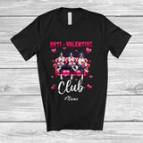 MacnyStore - Personalized Custom Name Anti-Valentine Club; Humorous Single Valentine Three Border Collie Squad T-Shirt