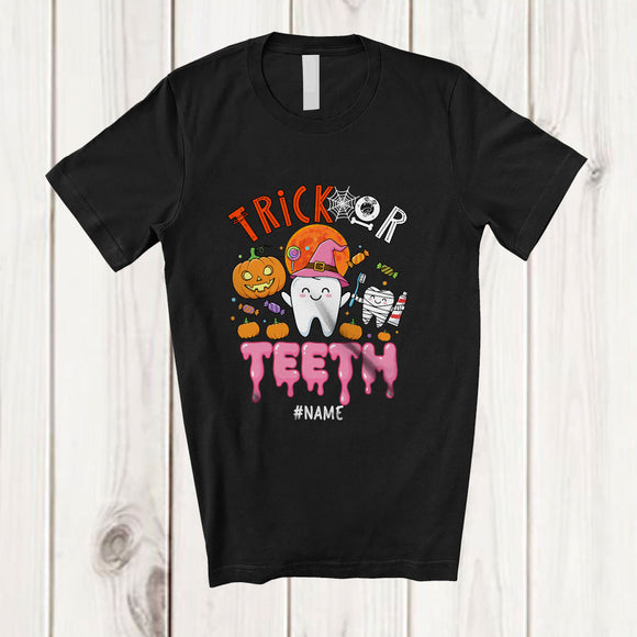 MacnyStore - Personalized Trick Or Teeth; Humorous Halloween Custom Name Dental Hygienist Assistant Group T-Shirt