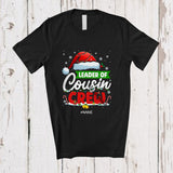 MacnyStore - Personalized Custom Name Leader Of Cousin Crew; Merry Christmas Lights Santa; Family T-Shirt