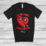 MacnyStore - Personalized Custom Name My Mommy Is My Valentine; Adorable Heart Sunglasses; Girls Family T-Shirt