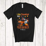 MacnyStore - Personalized Custom Name Thankful For Police Car Driver; Proud Thanksgiving Turkey Driver T-Shirt