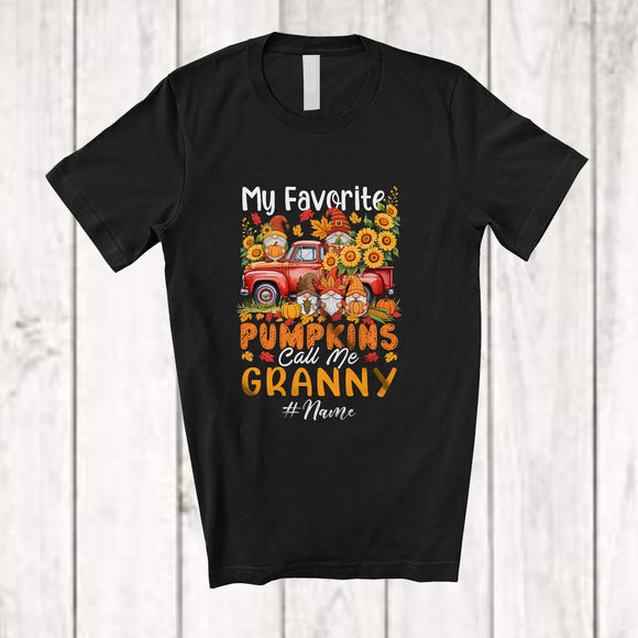 MacnyStore - Personalized Custom Name Favorite Pumpkins Call Me Granny; Lovely Thanksgiving Gnomes On Pickup T-Shirt