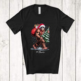 MacnyStore - Personalized Custom Name Santa Bigfoot With X-mas Tree Presents; Merry Christmas Family T-Shirt