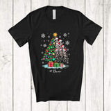 MacnyStore - Personalized Custom Name Scary Skeleton Christmas Tree; Humorous X-mas Lights Santa Skeleton T-Shirt