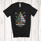 MacnyStore - Personalized Custom Name Scary Skull Christmas Tree; Humorous X-mas Lights Santa Skull T-Shirt