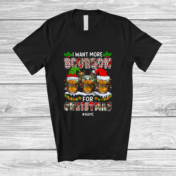 MacnyStore - Personalized Custom Name I Want More Bourbon For Christmas; Amusing Santa Bourbon Drinking T-Shirt